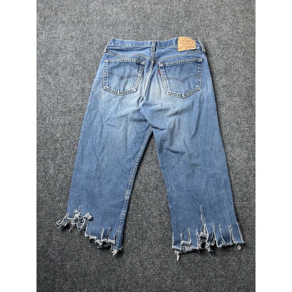 Womens Jeans Levi's Blue‎ Cut Off Distressed Wide Leg Cropped, Size US 33